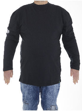 Big Size Black Long Sleeve T‑Shirts for Big Men - Front