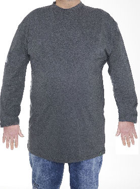 Big Size Charcoal Long Sleeve T‑Shirts for Big Men - Front