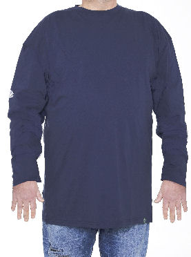 Big Size Navy Blue Long Sleeve T‑Shirts for Big Men - Front