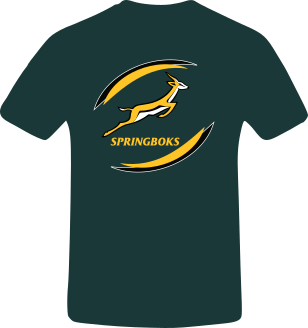Big Size Springbok Rugby Short Sleeve T‑Shirts for Big Men - Flat