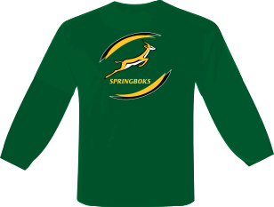 Big Size Springbok Rugby Long Sleeve T‑Shirts for Big Men - Flat